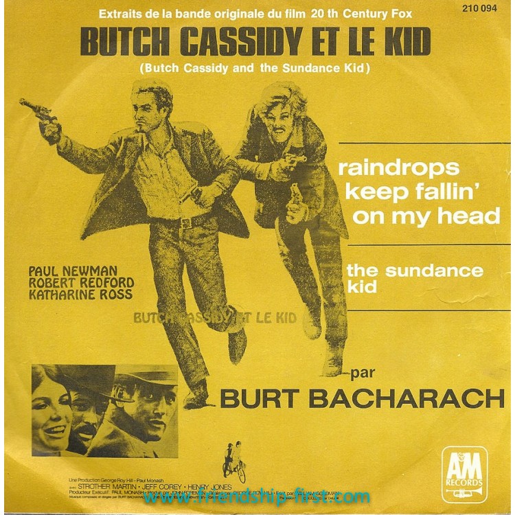 Disque 45 Tours Burt Bacharach / Butch Cassidy et le Kid (1970)