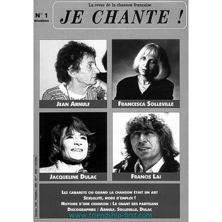 Je Chante ! N°1 Jean Arnulf, Francesca Solleville, Jacqueline Dulac, Francis Lai Magazine octobre 1990