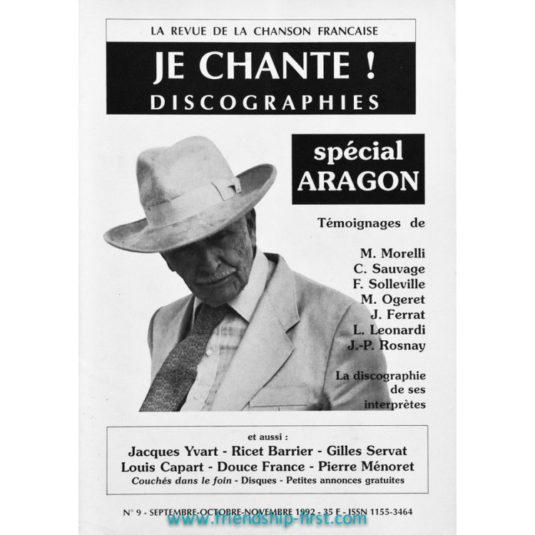Je Chante ! N°9 Spécial Louis Aragon novembre 1992