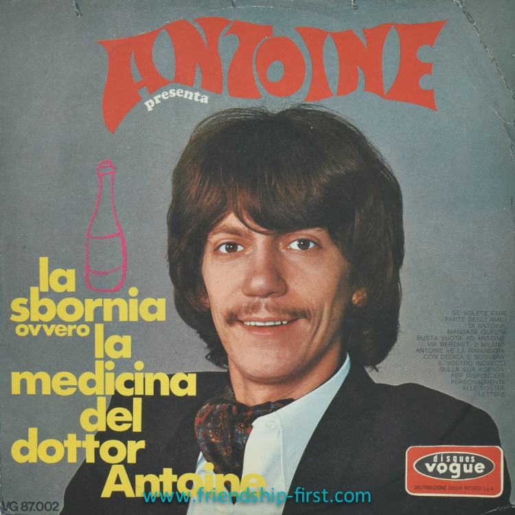 Disque 45 Tours Antoine / La sbornia (1969) (Italie)
