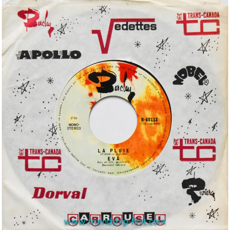 Disque 45 Tours Eva / La pluie (1971) (Canada)