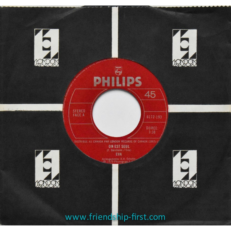 Disque 45 Tours Eva / On est seul (1979) (Canada)