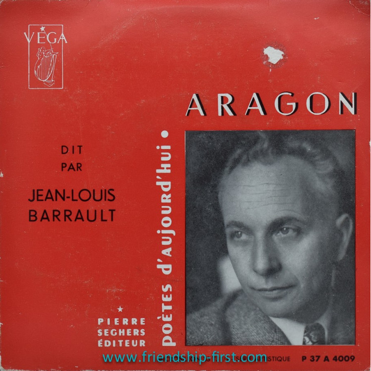 Disque petit format 33 Tours Louis Aragon / Dit par Jean-Louis Barrault (1959)