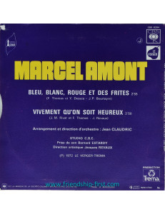 Disque 45 Tours Marcel Amont / Bleu, blanc, rouge et des frites (1972)