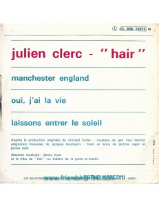 Disque 45 Tours Julien Clerc / Hair (1969)
